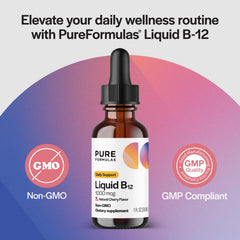 PureFormulas cherry-flavor B12 drops bottle ideal for easy daily intake