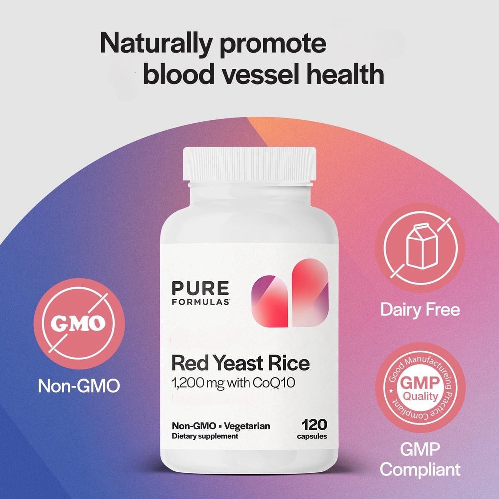 PureFormulas CoQ10 bottle highlighting added 100 mg for overall wellness.