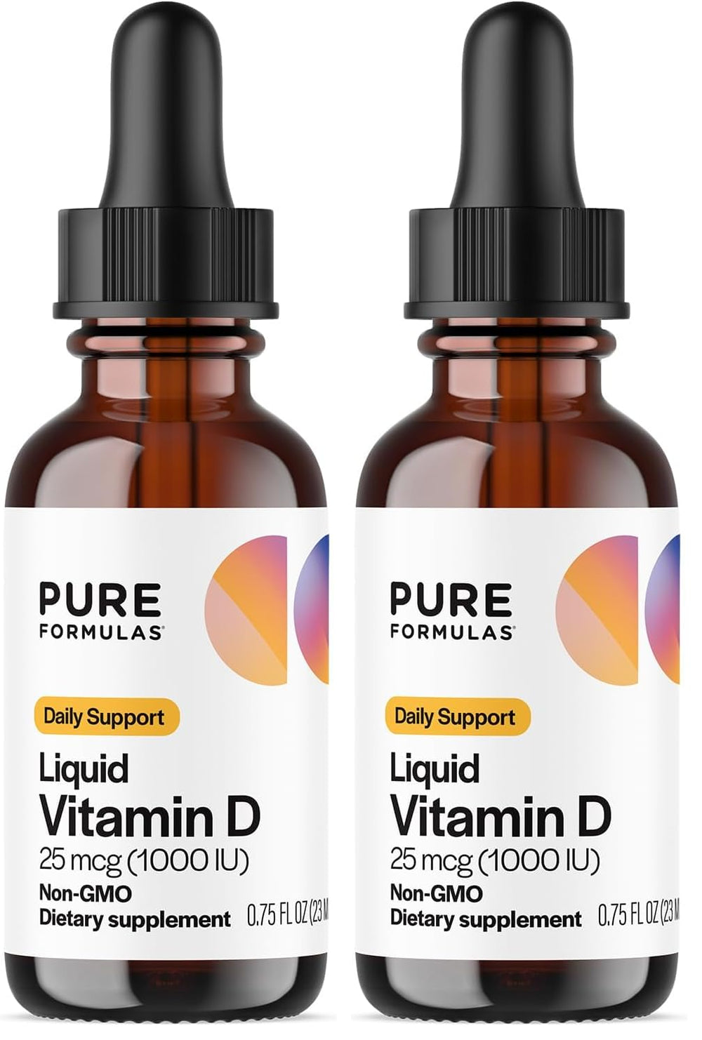 PureFormulas Liquid Vitamin D 1000IU drops, dropper pour for easy daily use.