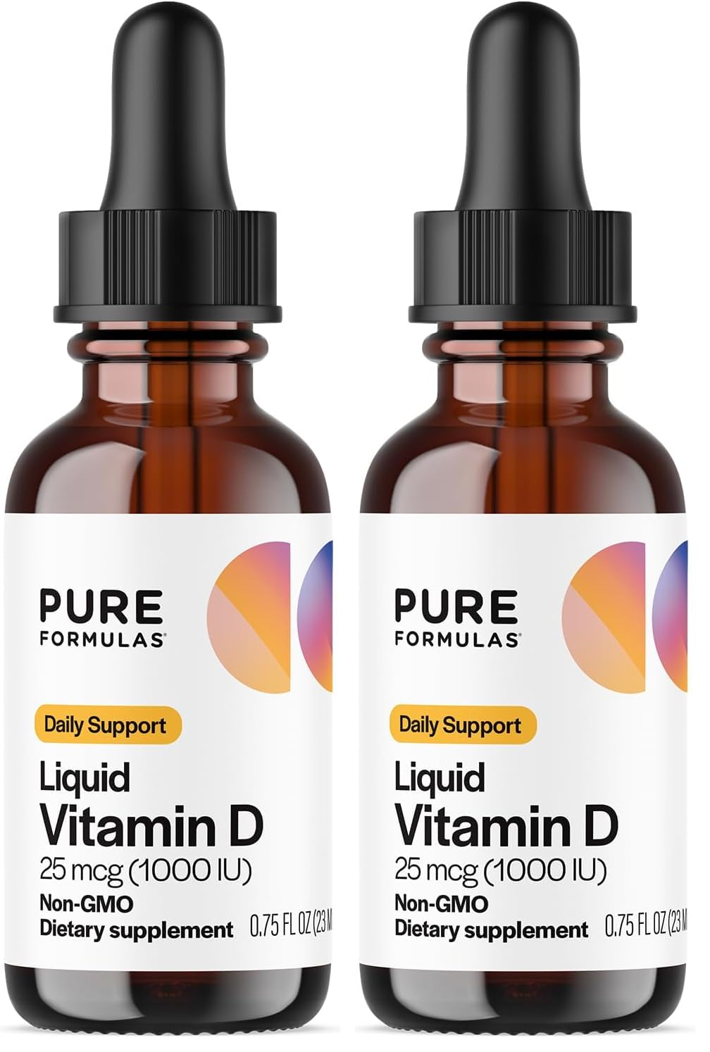 PureFormulas Liquid Vitamin D 1000IU drops, dropper pour for easy daily use.