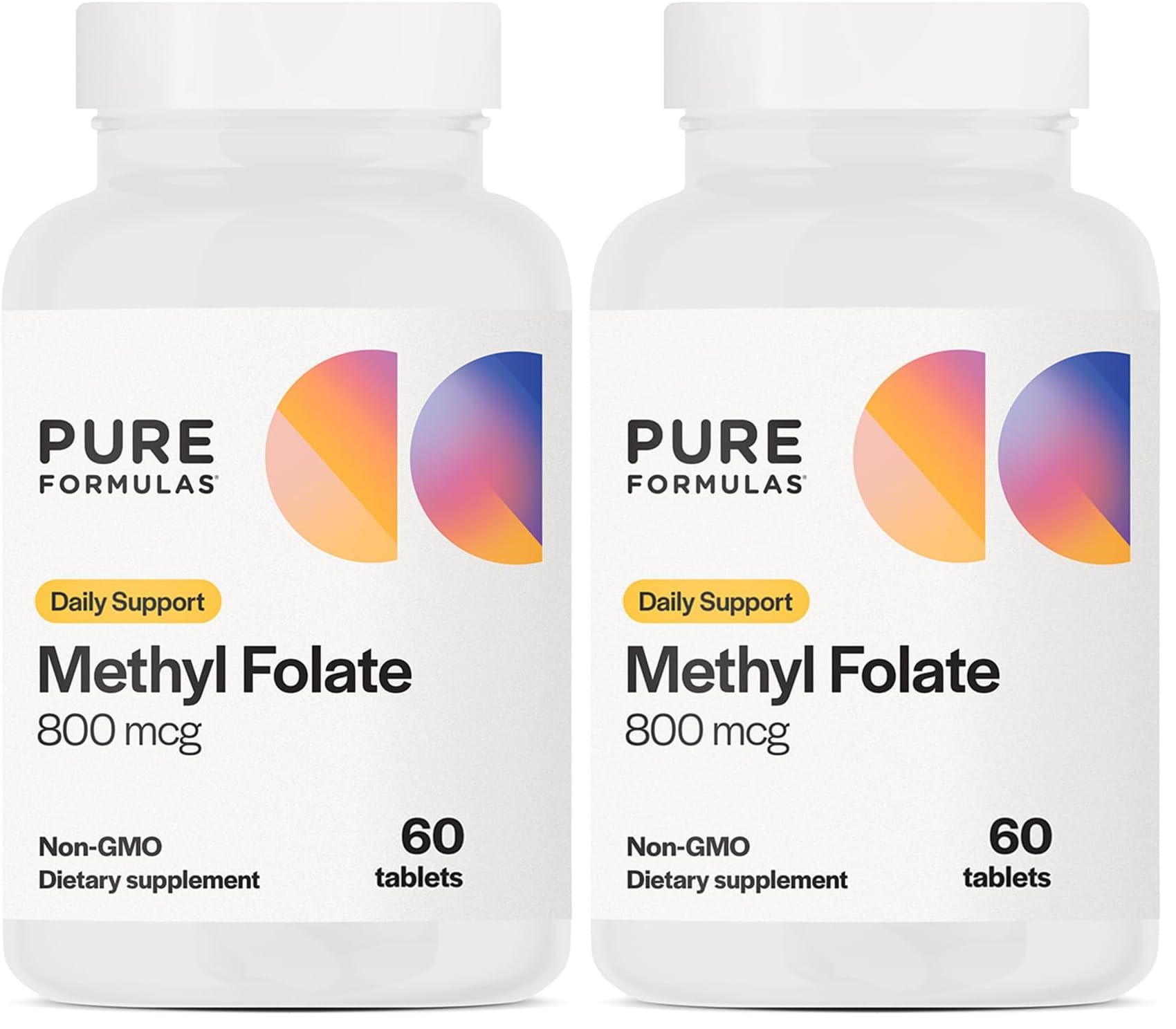 PureFormulas methylfolate 800mcg bottle shows active 5-MTHF for heart support