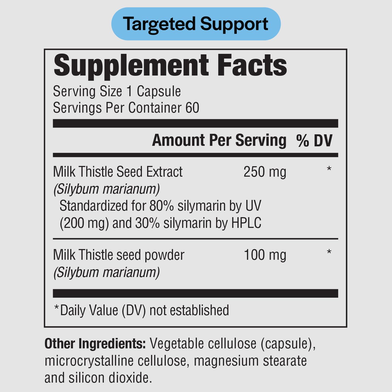 PureFormulas Milk Thistle Supreme capsules stacked show a vegetarian, non-GMO formula for daily wellness
