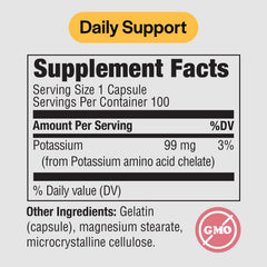 PureFormulas potassium bottle label closeup highlighting high absorption