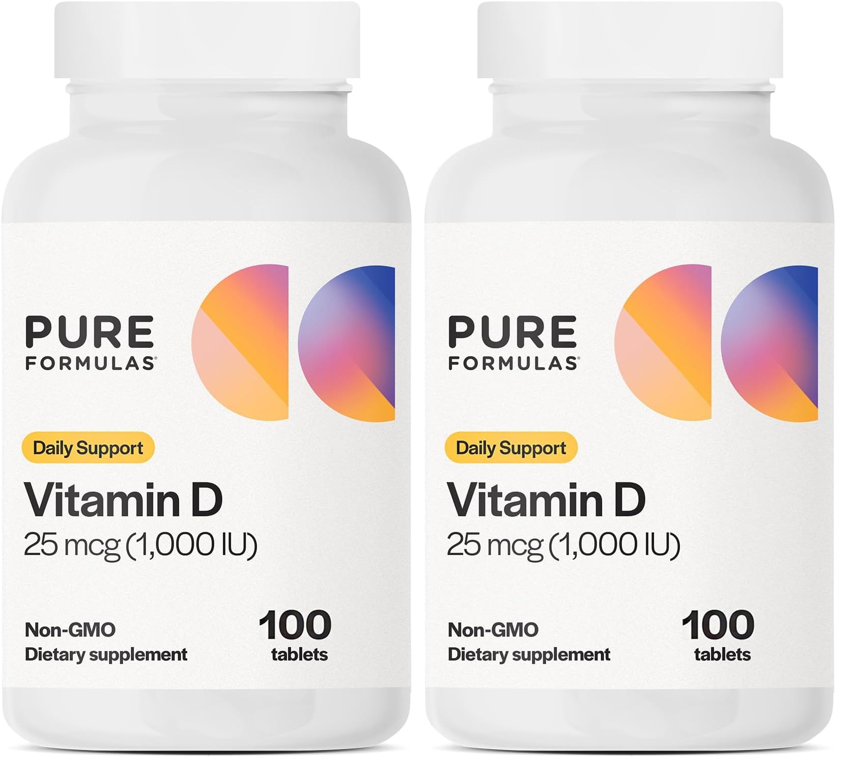 PureFormulas Vitamin D3 1000 IU bottle front promoting bone health and immune support.