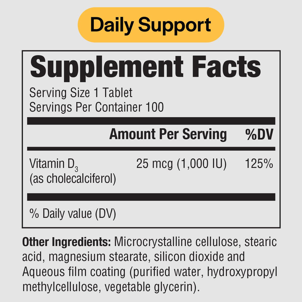 PureFormulas Vitamin D3 1000 IU label detail highlights non-GMO quality and potency.