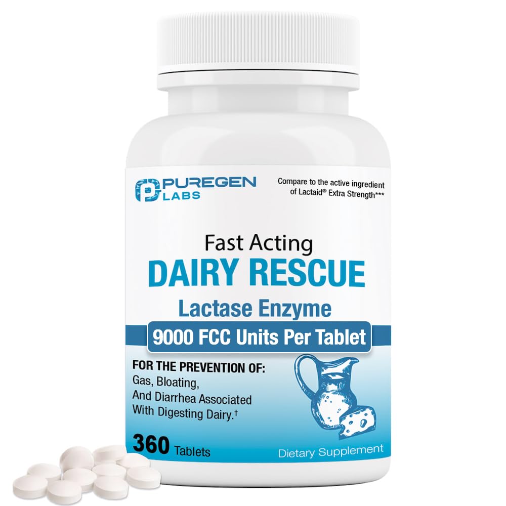 Puregen Labs Dairy Relief bottle front for dairy digestion.