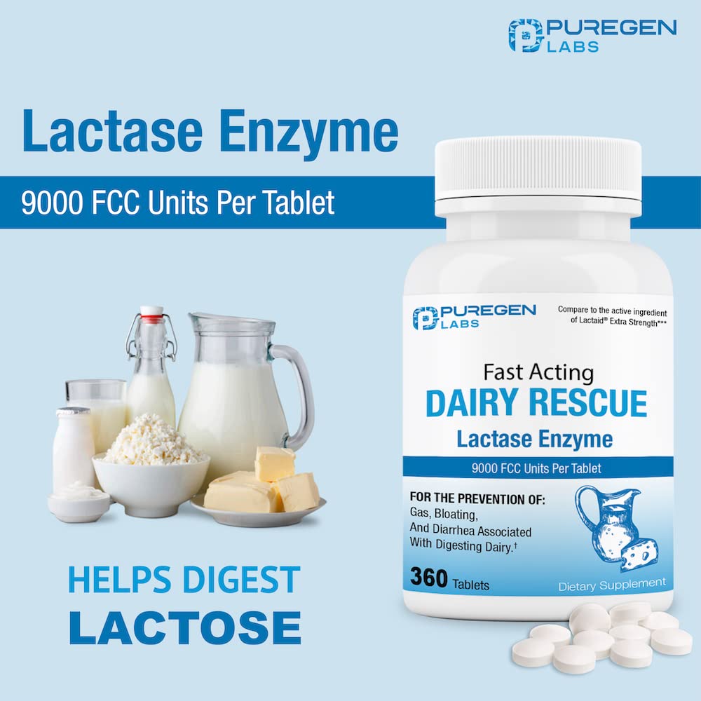 Puregen Labs Dairy Relief USA-made seal.