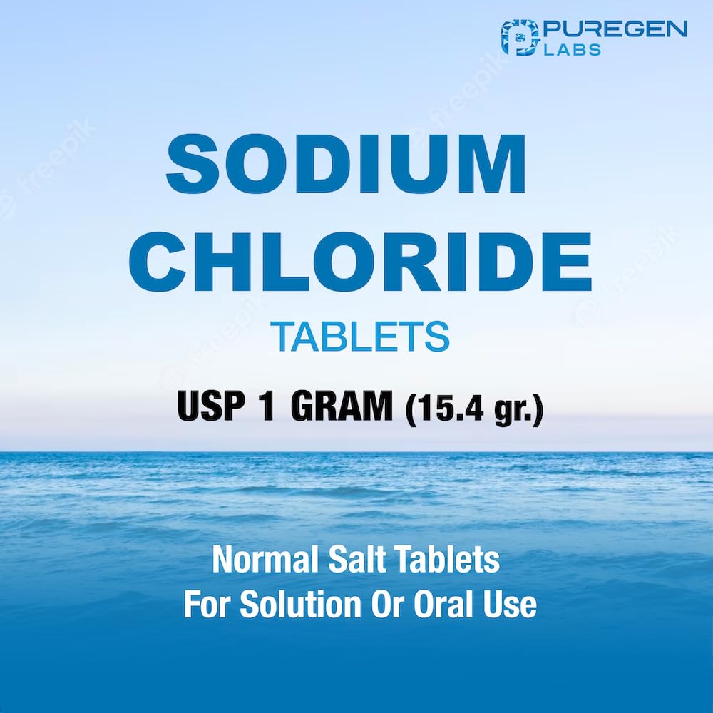 Puregen Labs Sodium Chloride tablets made in USA for safety and quality