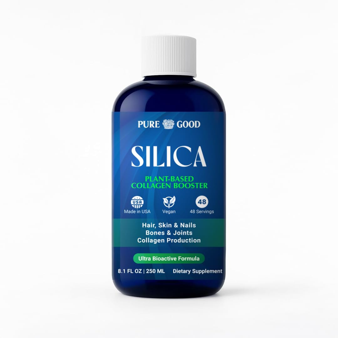 PureGood Liquid Silica bottle close-up highlighting absorption potential