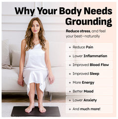 PureGrounding mat under bedsheets for sleep grounding and mood support.