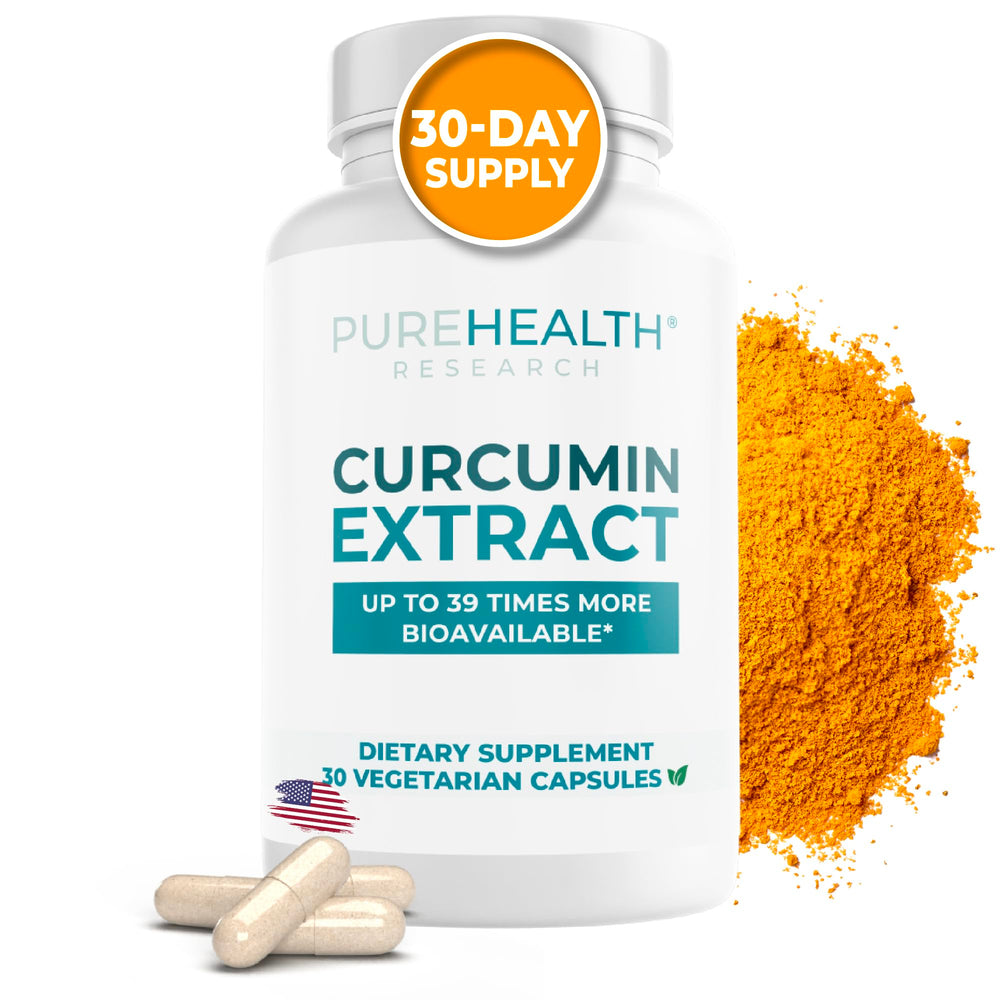 PureHealth Curcumin Extract bottle front promotes joint comfort and daily wellness.