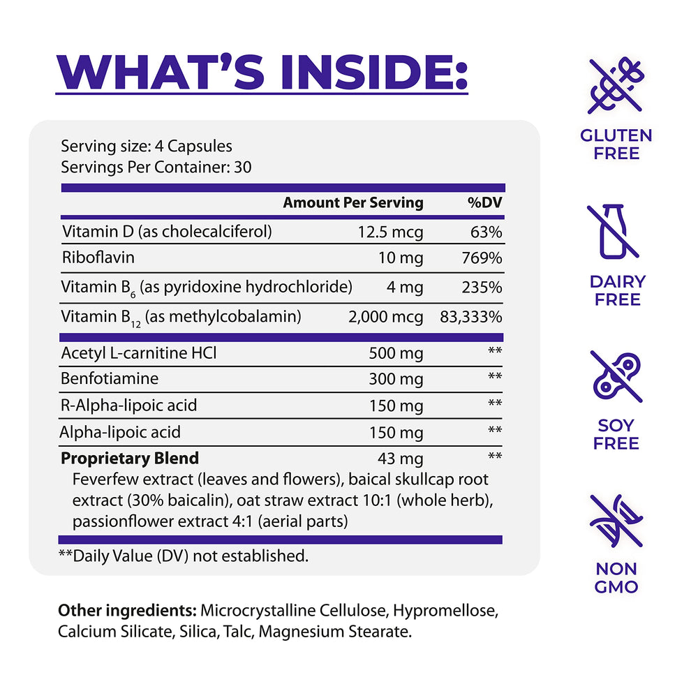 PUREHEALTH Nerve Regen bottle label close-up highlights ingredients for nerve support