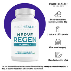 PUREHEALTH Nerve Regen ingredients blend emphasizes R-alpha lipoic acid and B vitamins