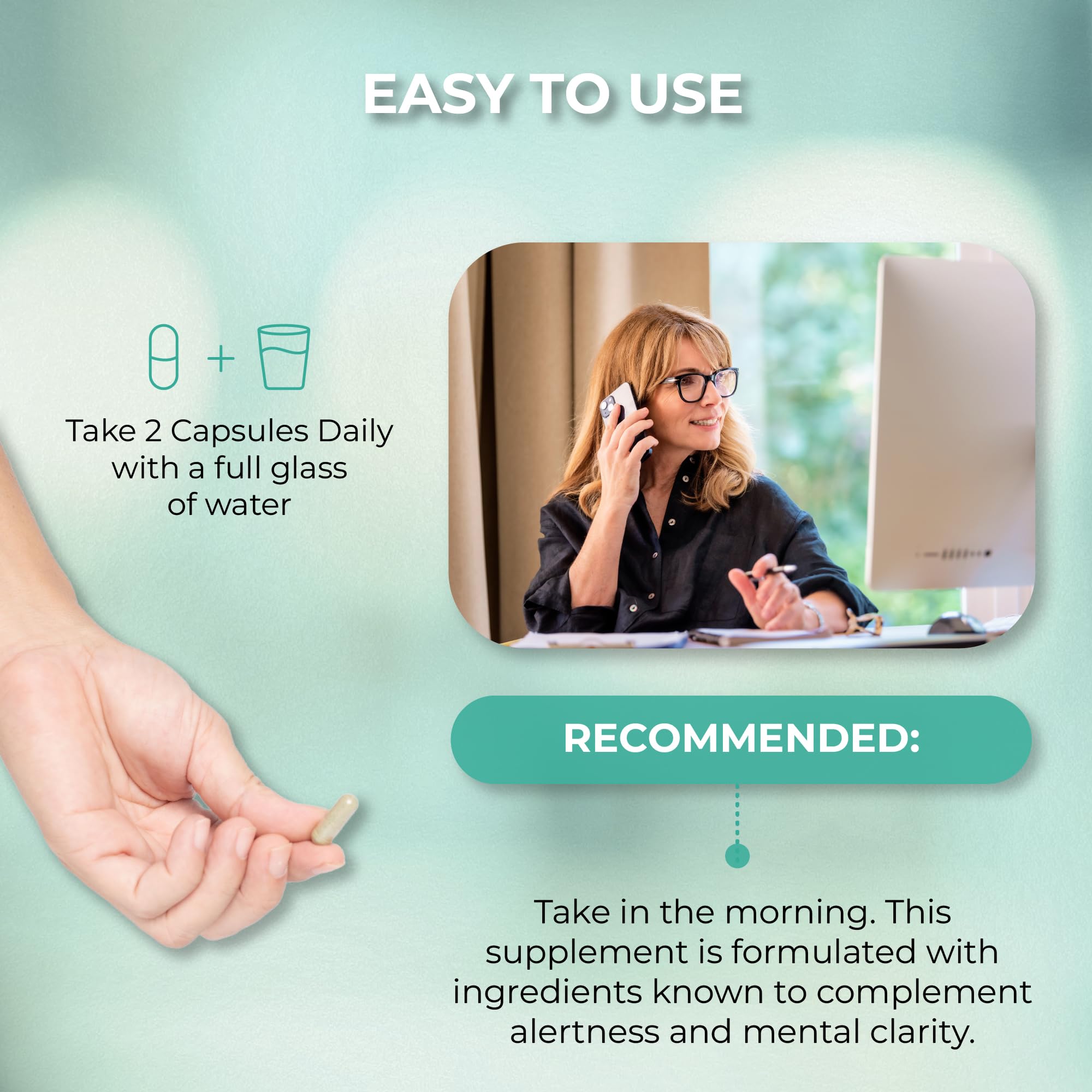 PUREHEALTH RESEARCH Ageless Brain bottle pour demonstrates convenient daily intake