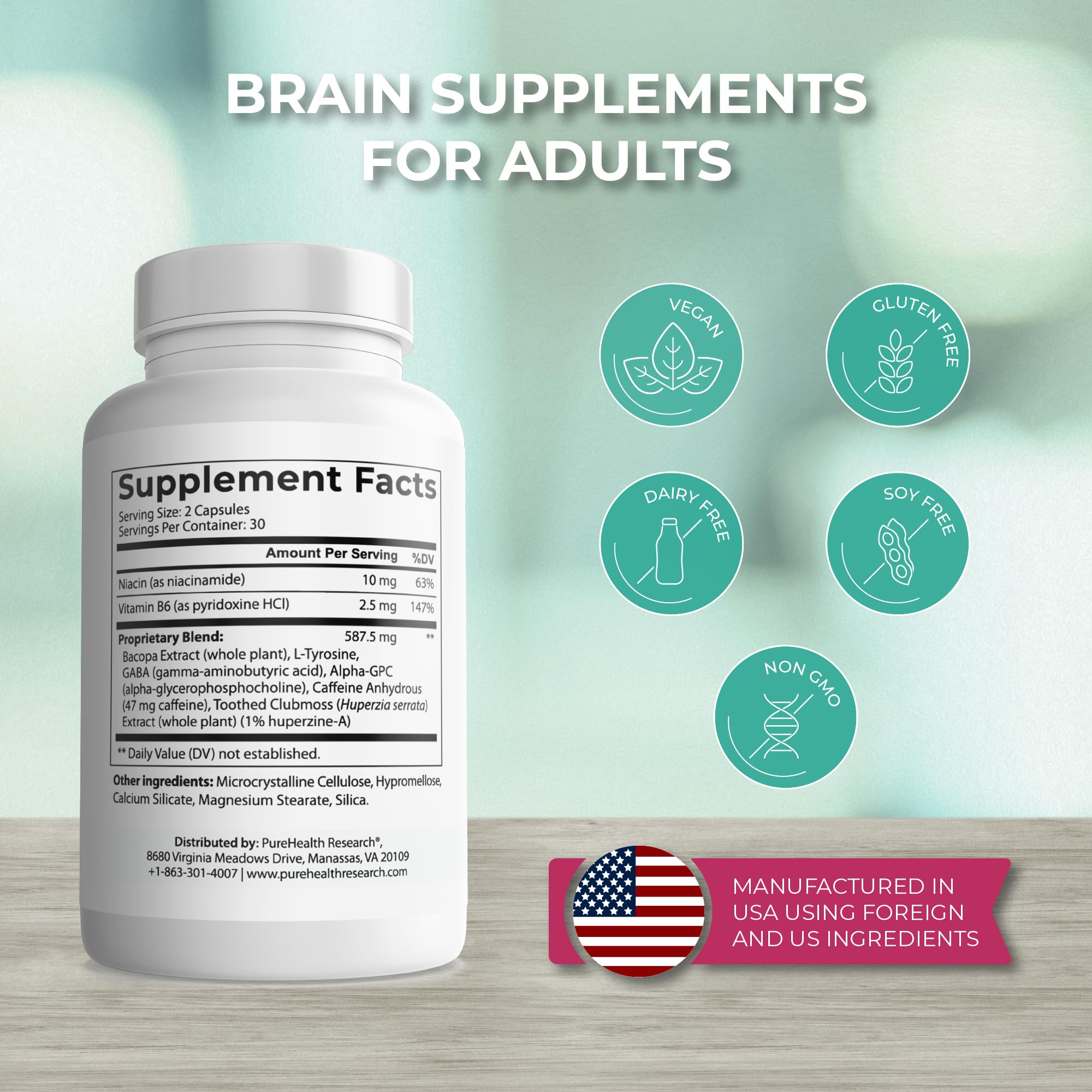 PUREHEALTH RESEARCH Ageless Brain capsules close-up showing capsules and branding