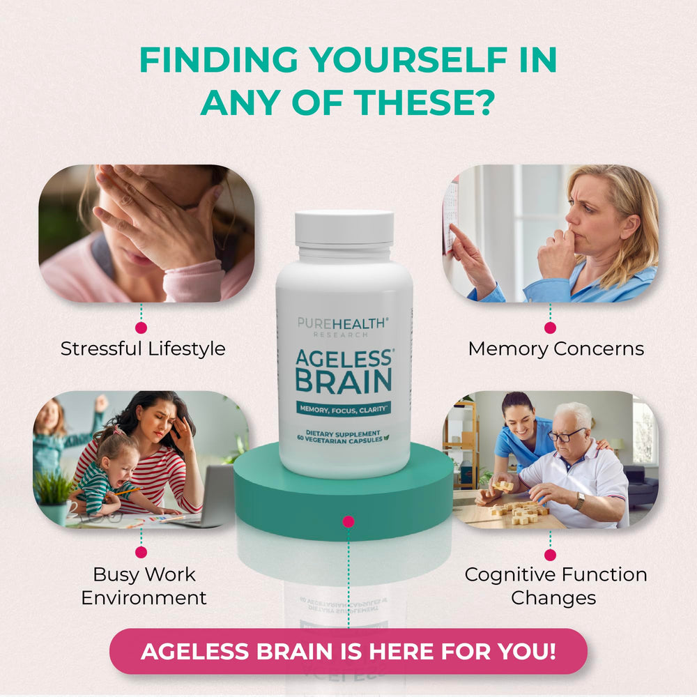 PUREHEALTH RESEARCH Ageless Brain capsules table view showing consistency