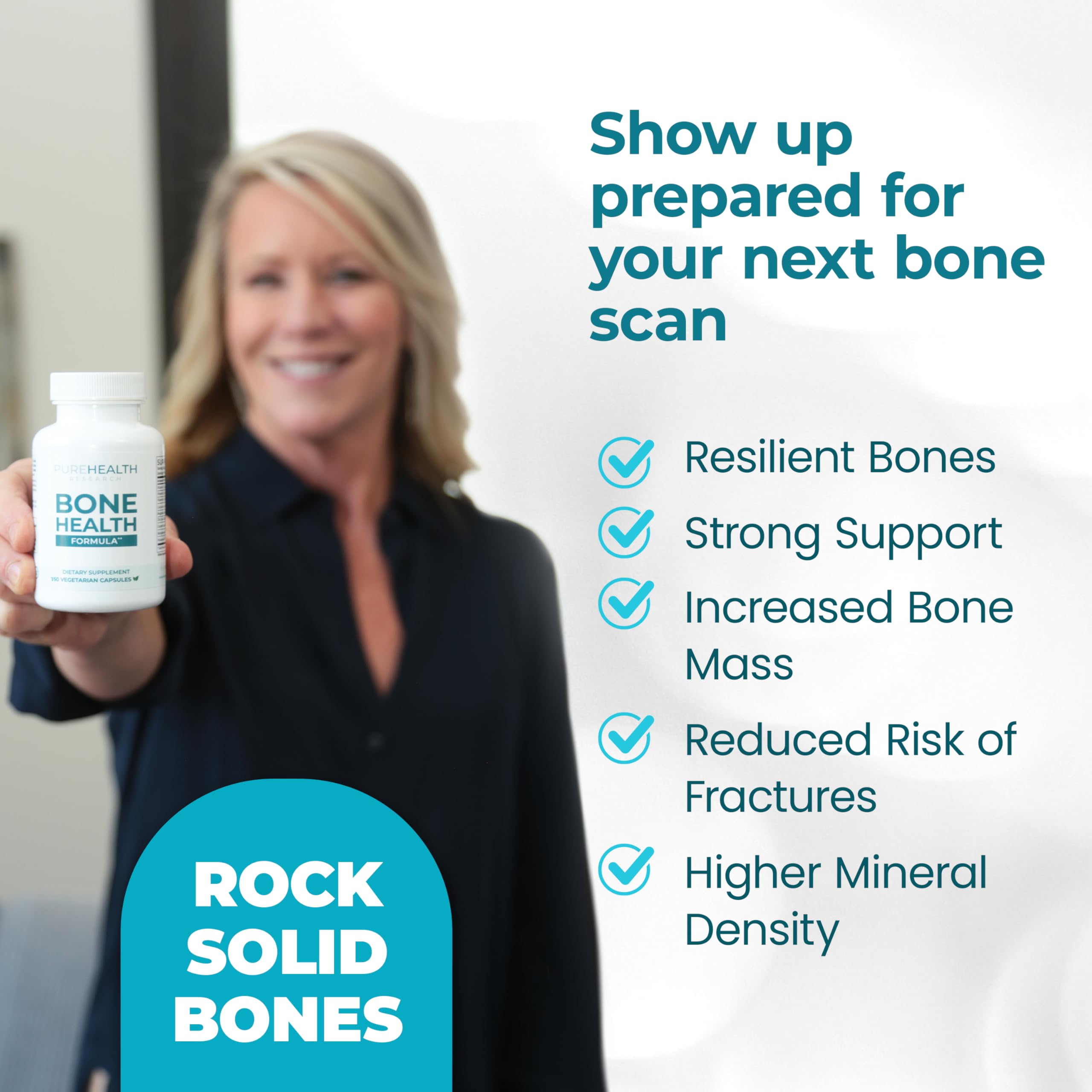 Person adding Bone Health Formula to daily routine for active living.