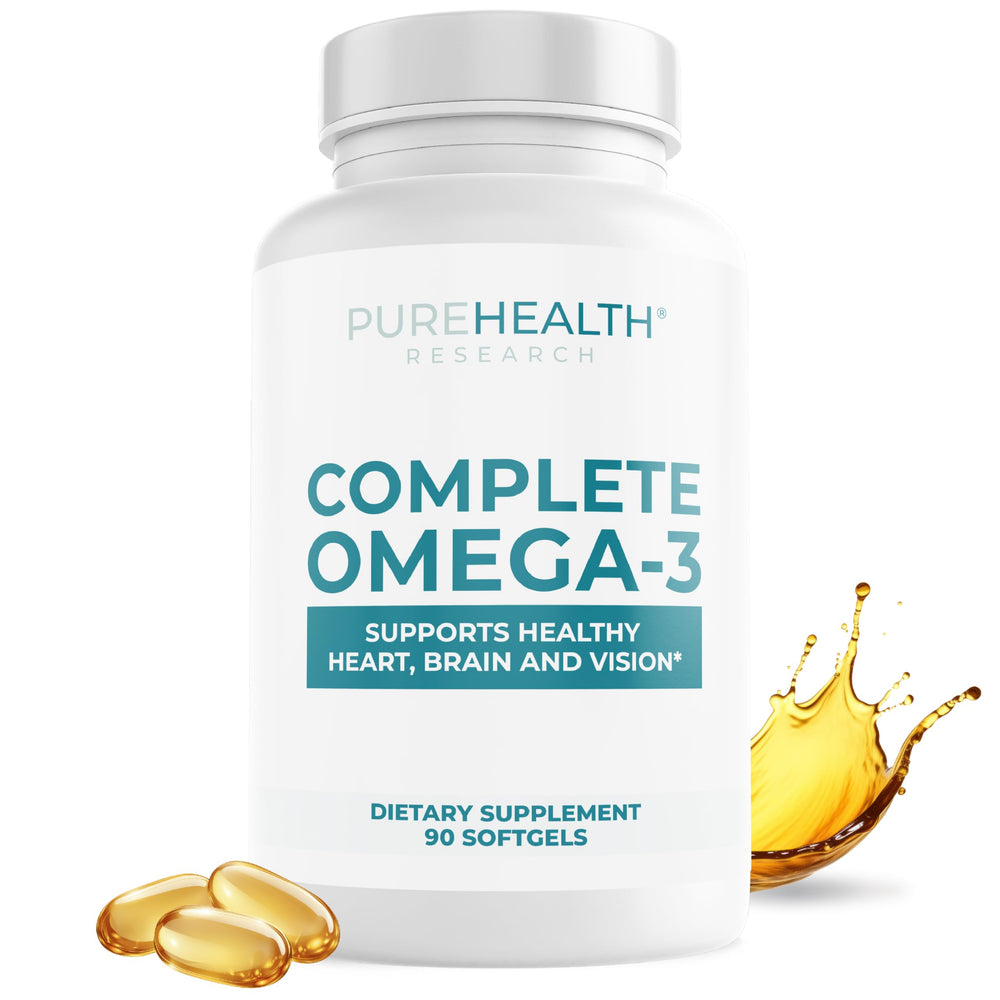 PUREHEALTH RESEARCH Complete Omega-3 bottle with softgels for daily wellness