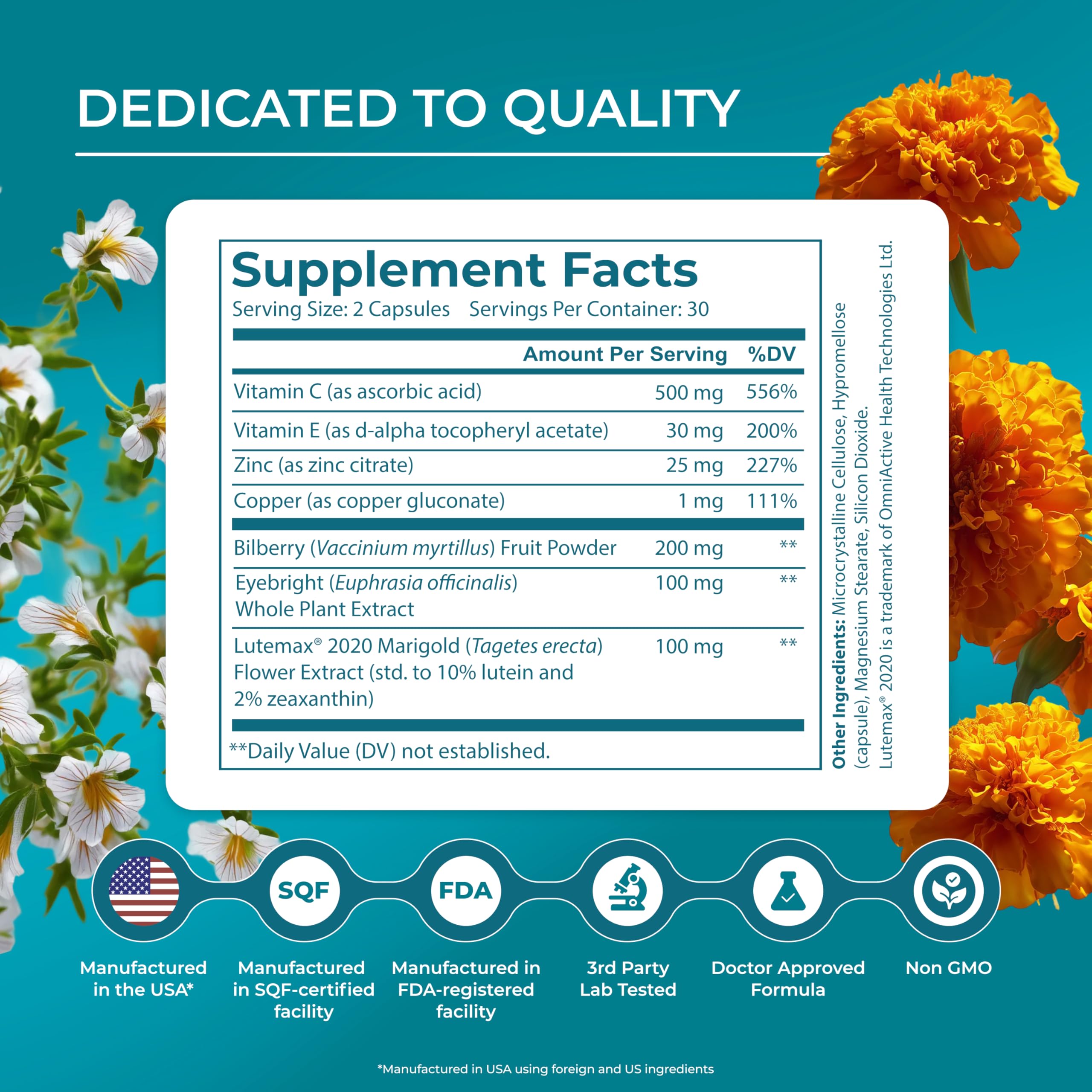 PureHealth Research Complete Vision Formula label closeup shows Lutein and Zeaxanthin details