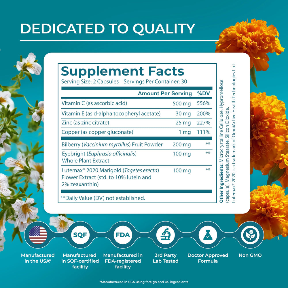 PureHealth Research Complete Vision Formula label closeup shows Lutein and Zeaxanthin details