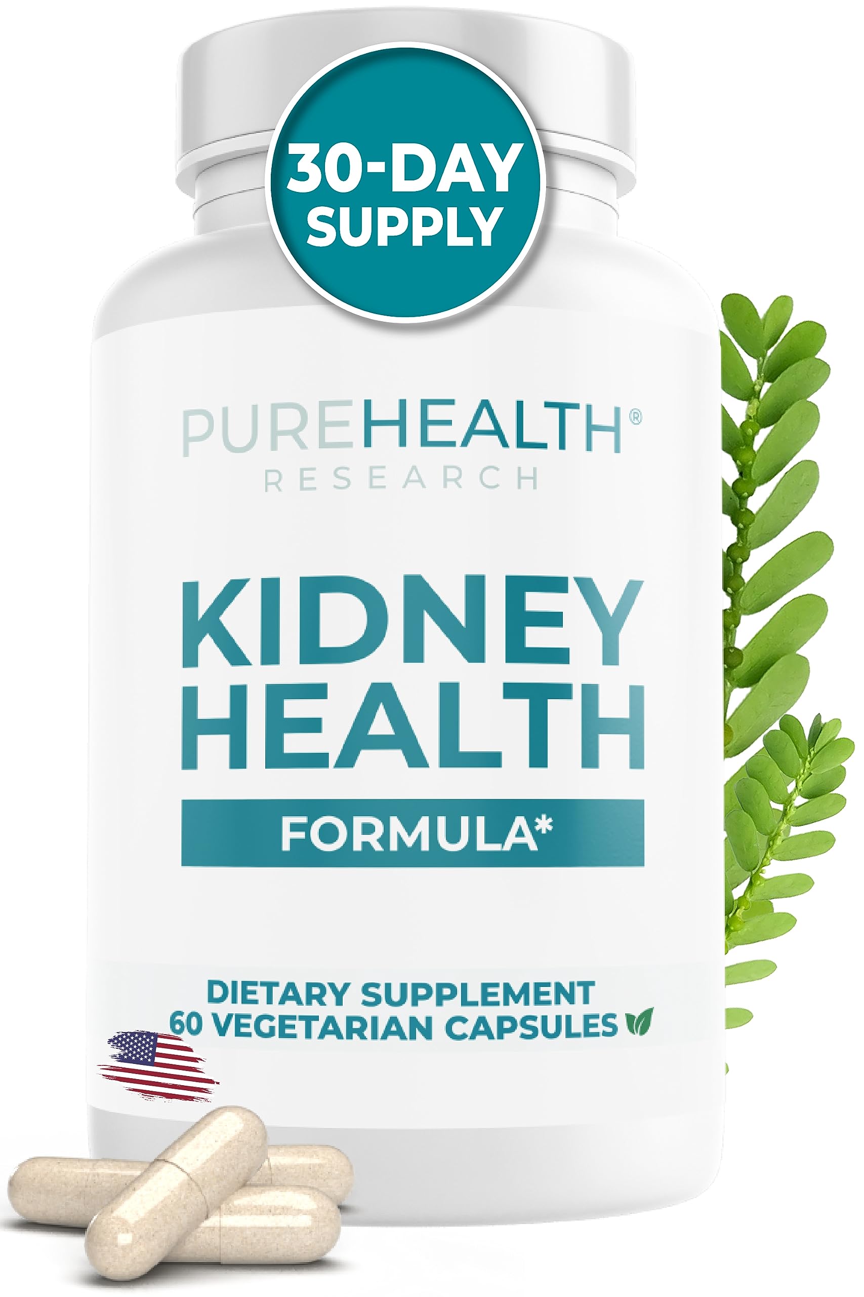 PUREHEALTH RESEARCH Kidney Health Formula bottle closeup highlights premium blend for kidney support