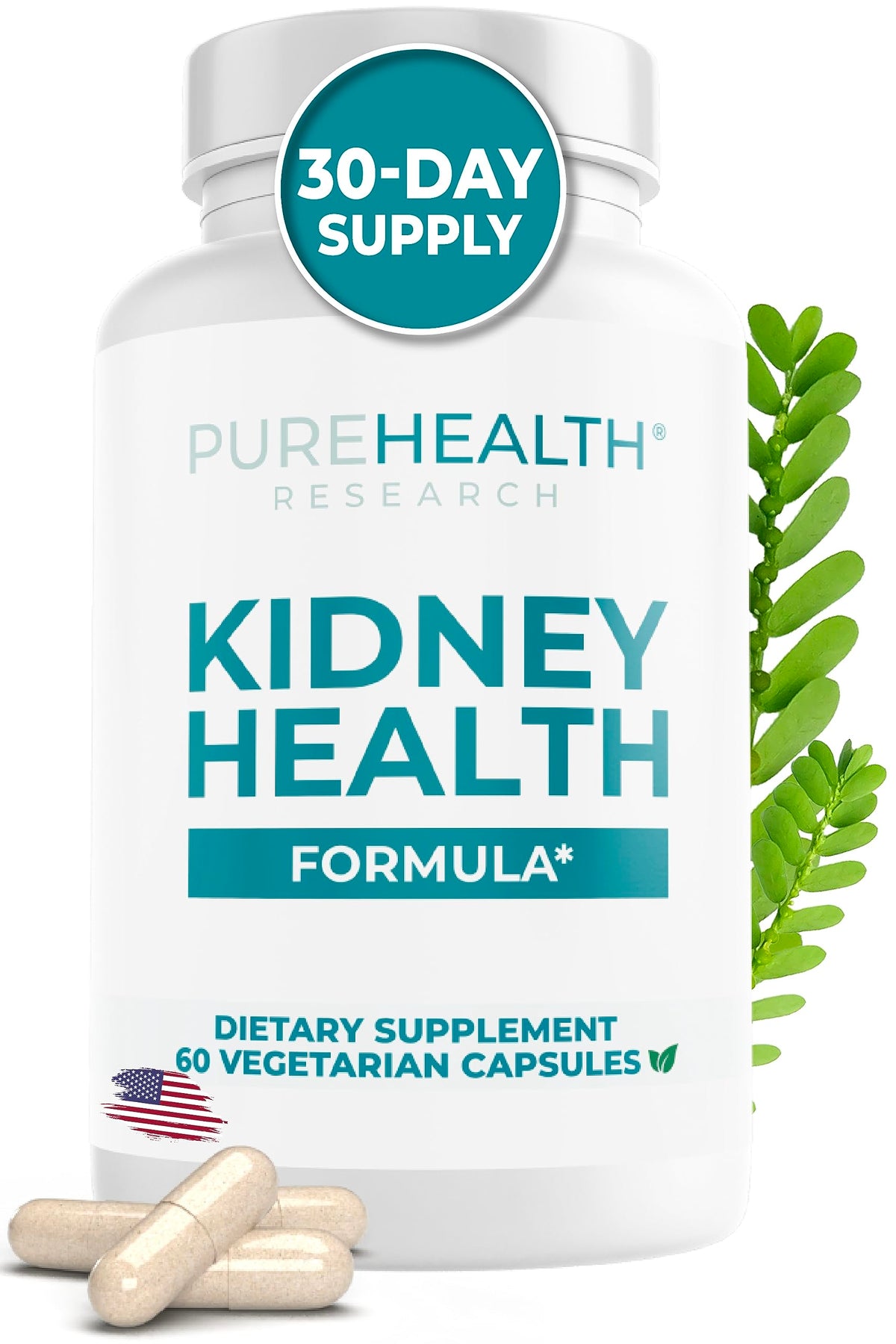PUREHEALTH RESEARCH Kidney Health Formula bottle closeup highlights premium blend for kidney support