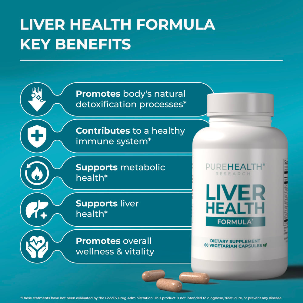 PureHealth Research Liver Health Detox capsules close-up showing convenient daily use