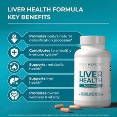 PureHealth Research Liver Health Detox capsules close-up showing convenient daily use