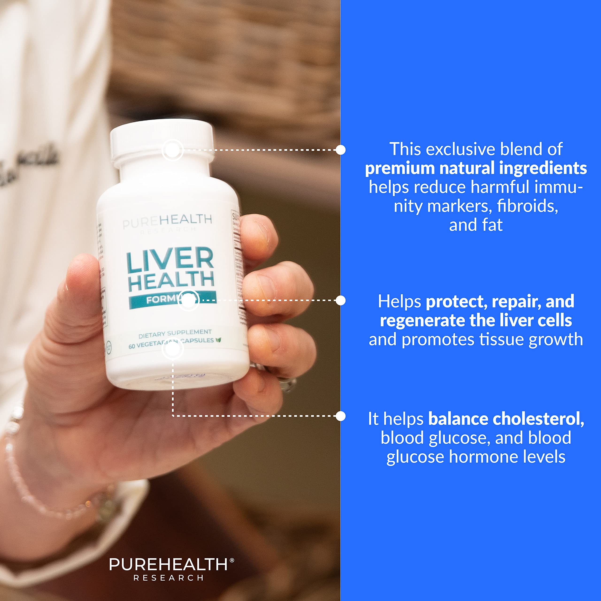 PureHealth Research Liver Health Detox milk thistle close-up emphasizing antioxidant support