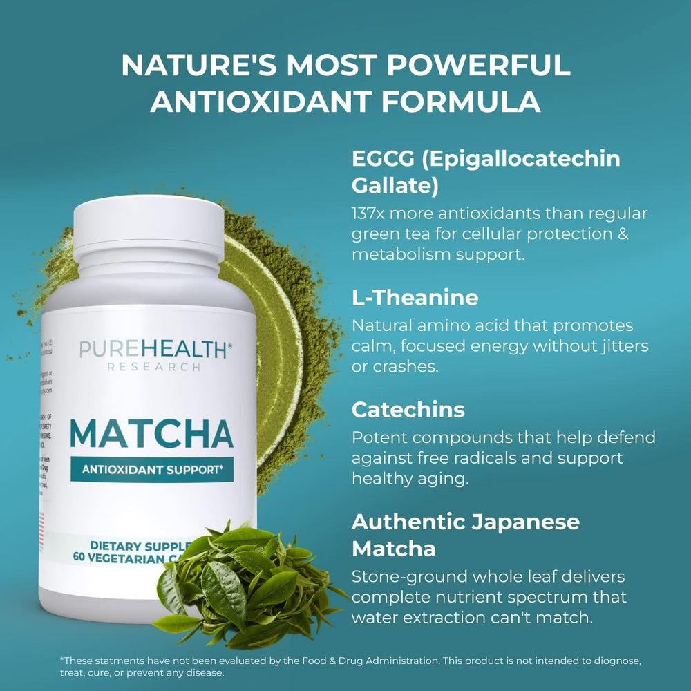 PUREHEALTH RESEARCH Matcha capsules demonstrate steady energy support for busy days.