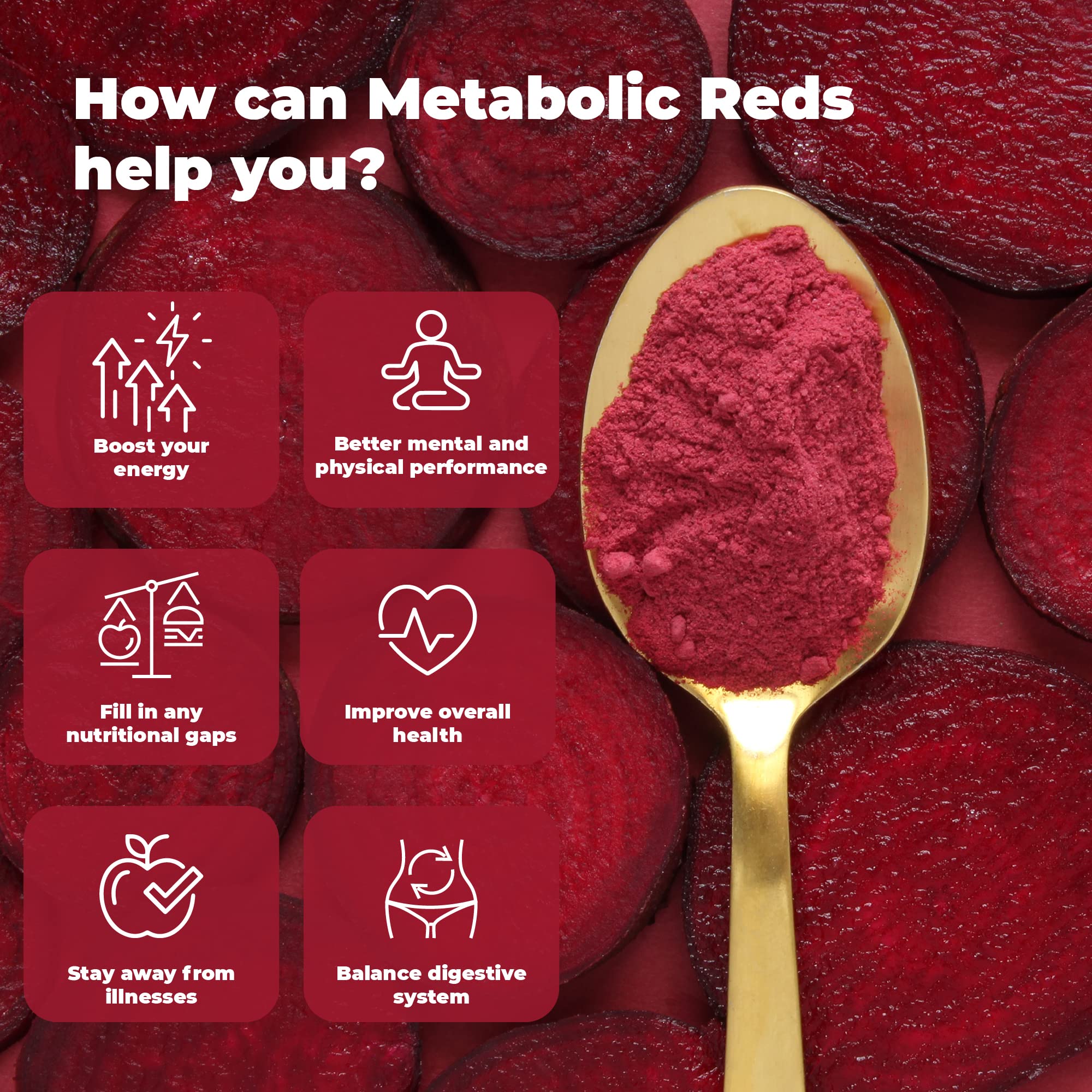 PureHealth Research Metabolic Reds red fruits blend close-up highlighting antioxidant-rich ingredients.