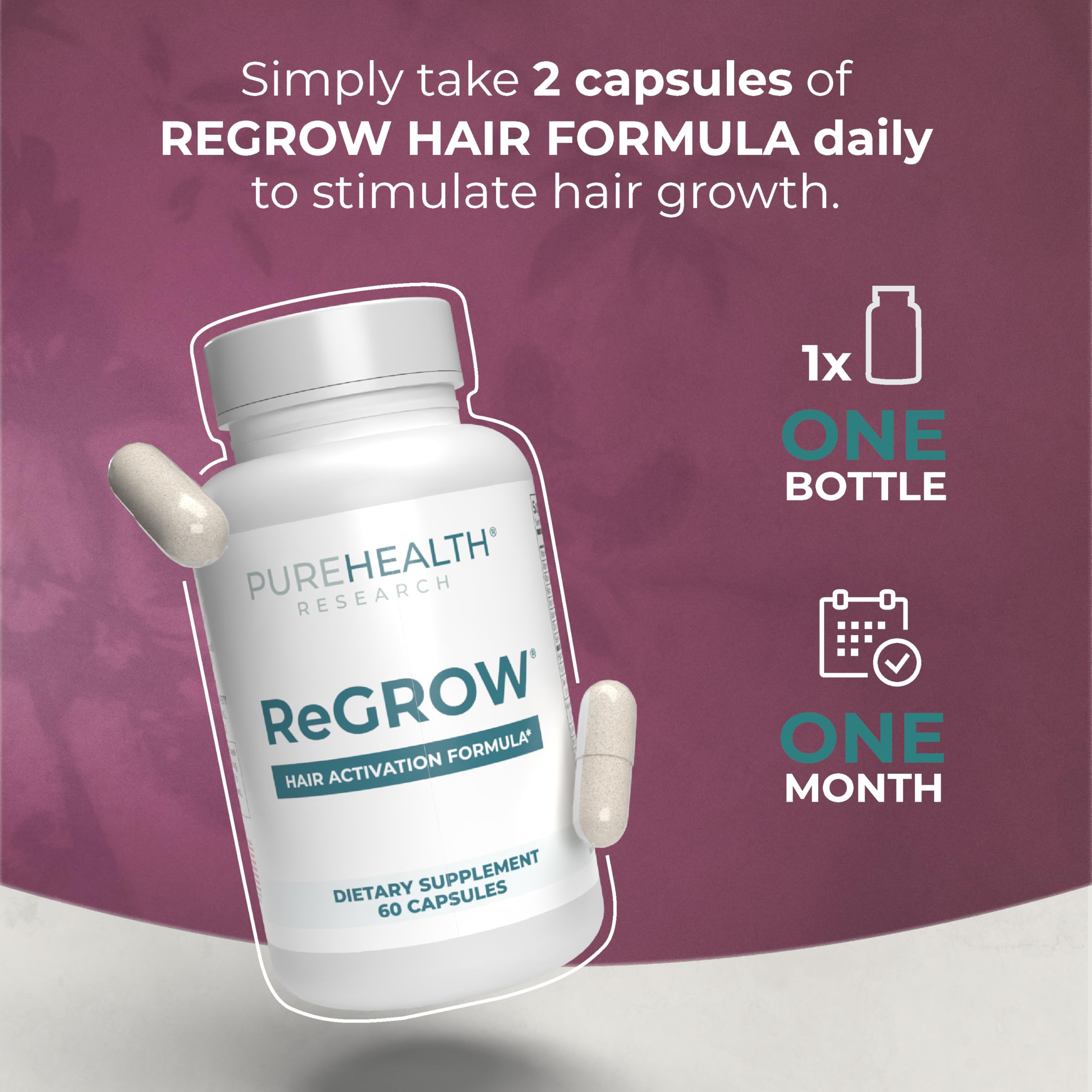 PureHealth ReGROW bottle cap dispense for easy dosing