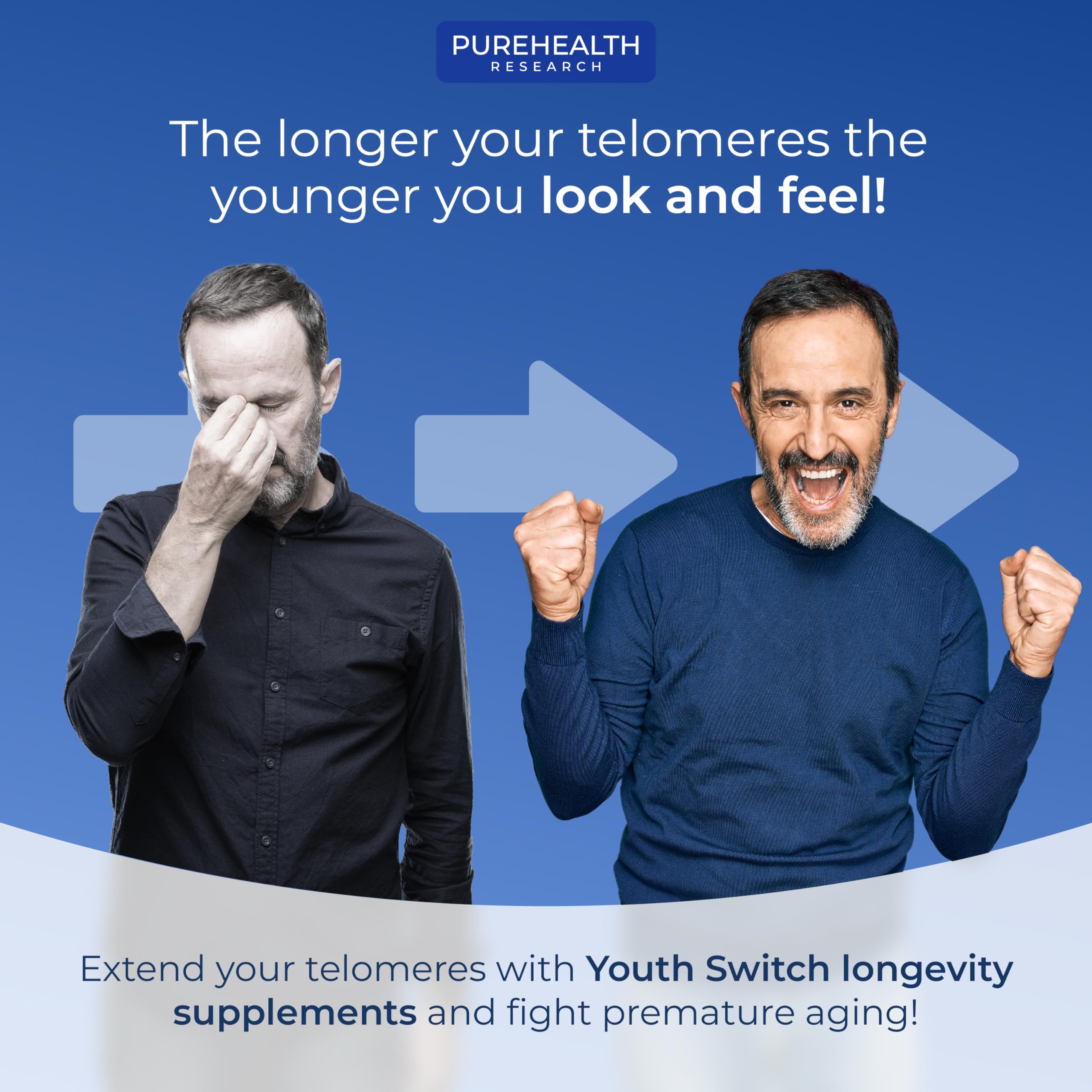 PUREHEALTH RESEARCH Youth Switch capsules displayed for easy daily use and routine wellness