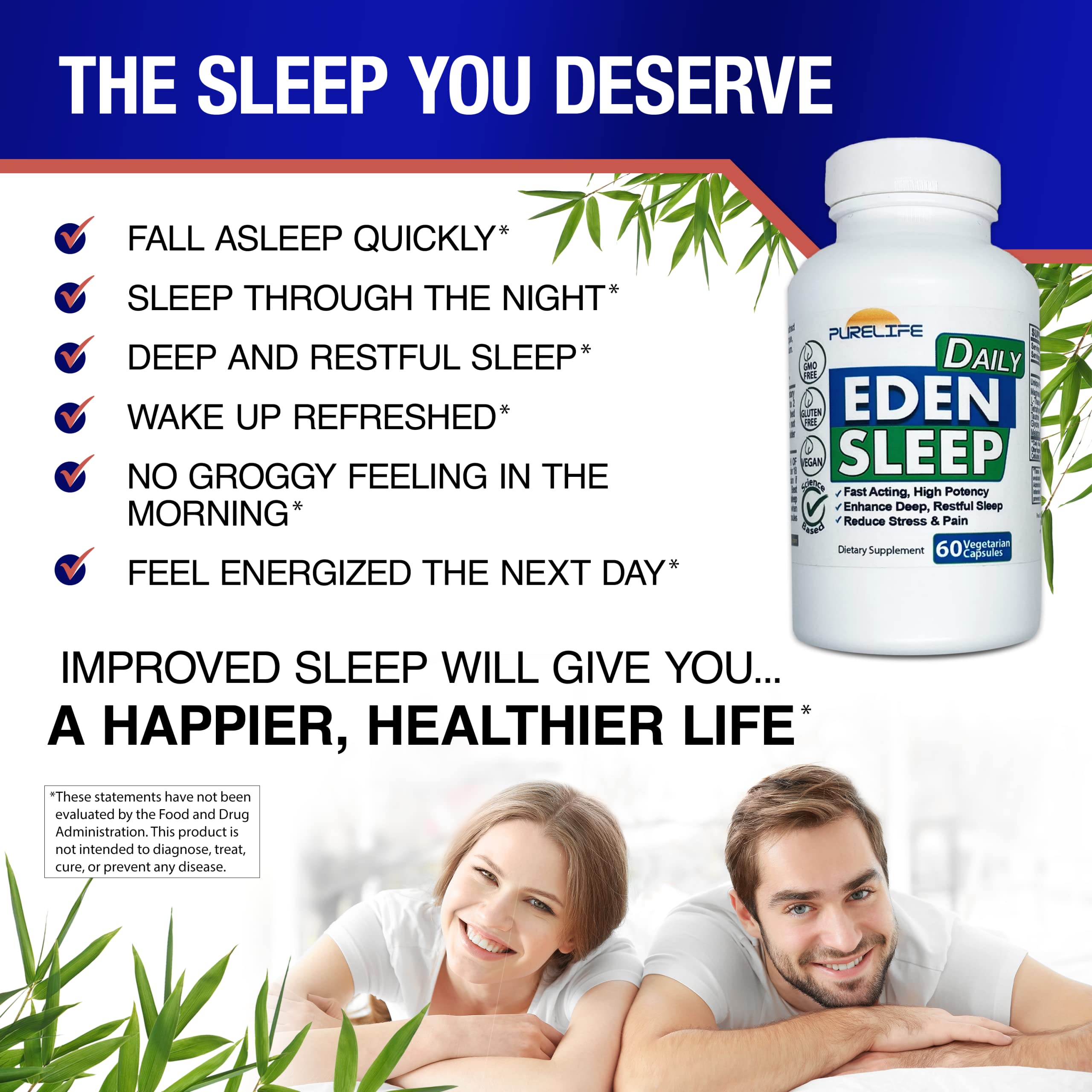 PureLife Eden Daily Sleep relaxation scene conveys peaceful bedtime ritual.