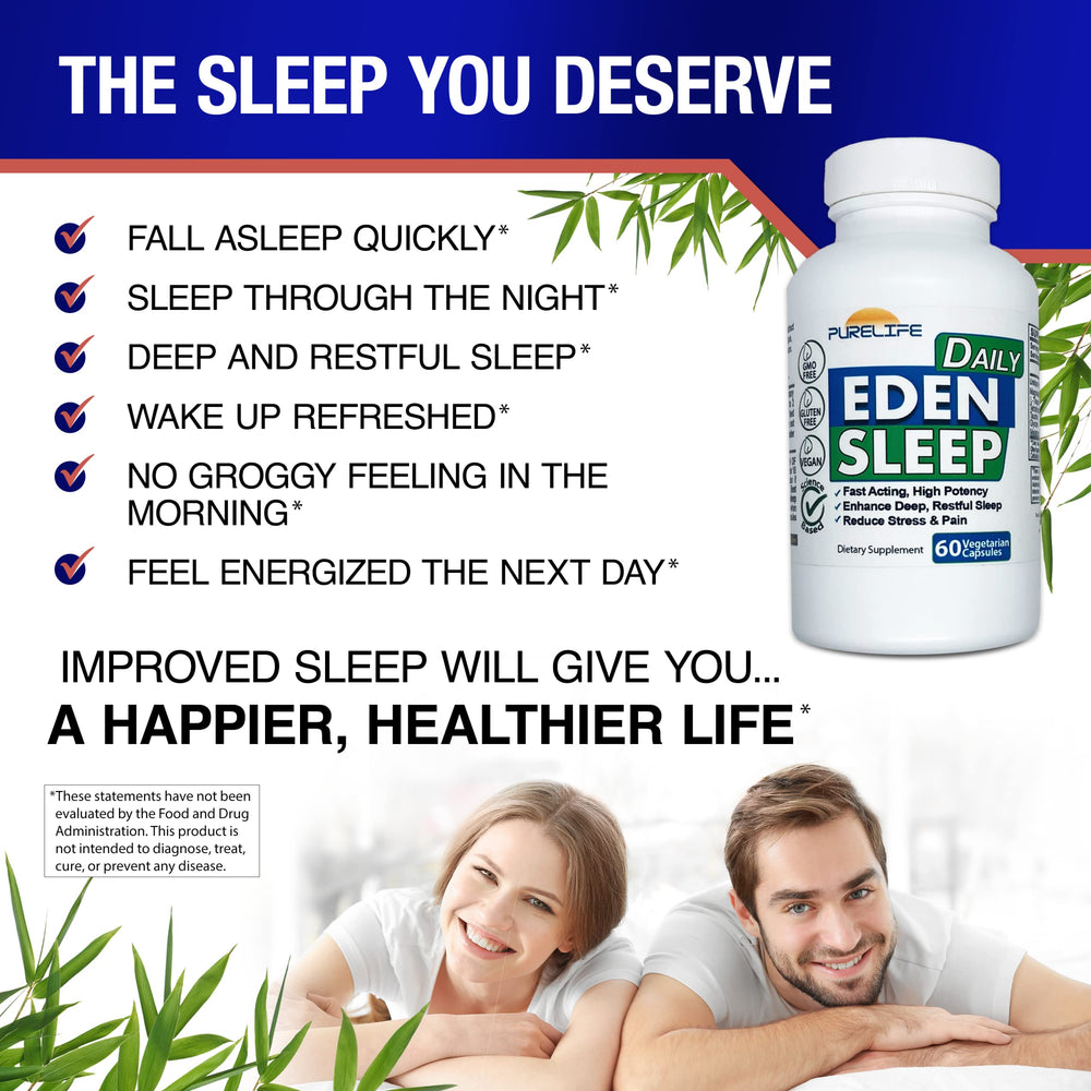 PureLife Eden Daily Sleep relaxation scene conveys peaceful bedtime ritual.