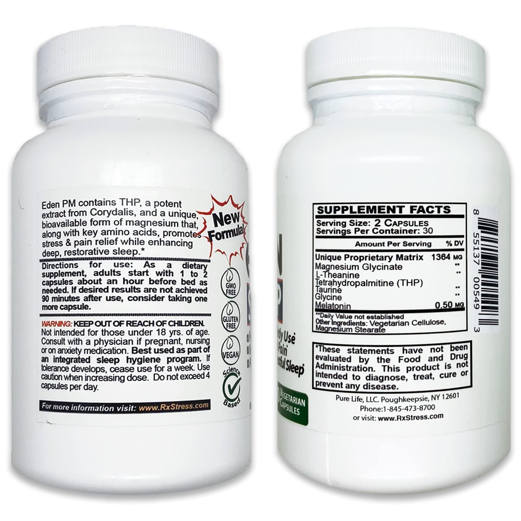 PureLife Eden Daily Sleep vegan gluten-free badge highlights clean formula.