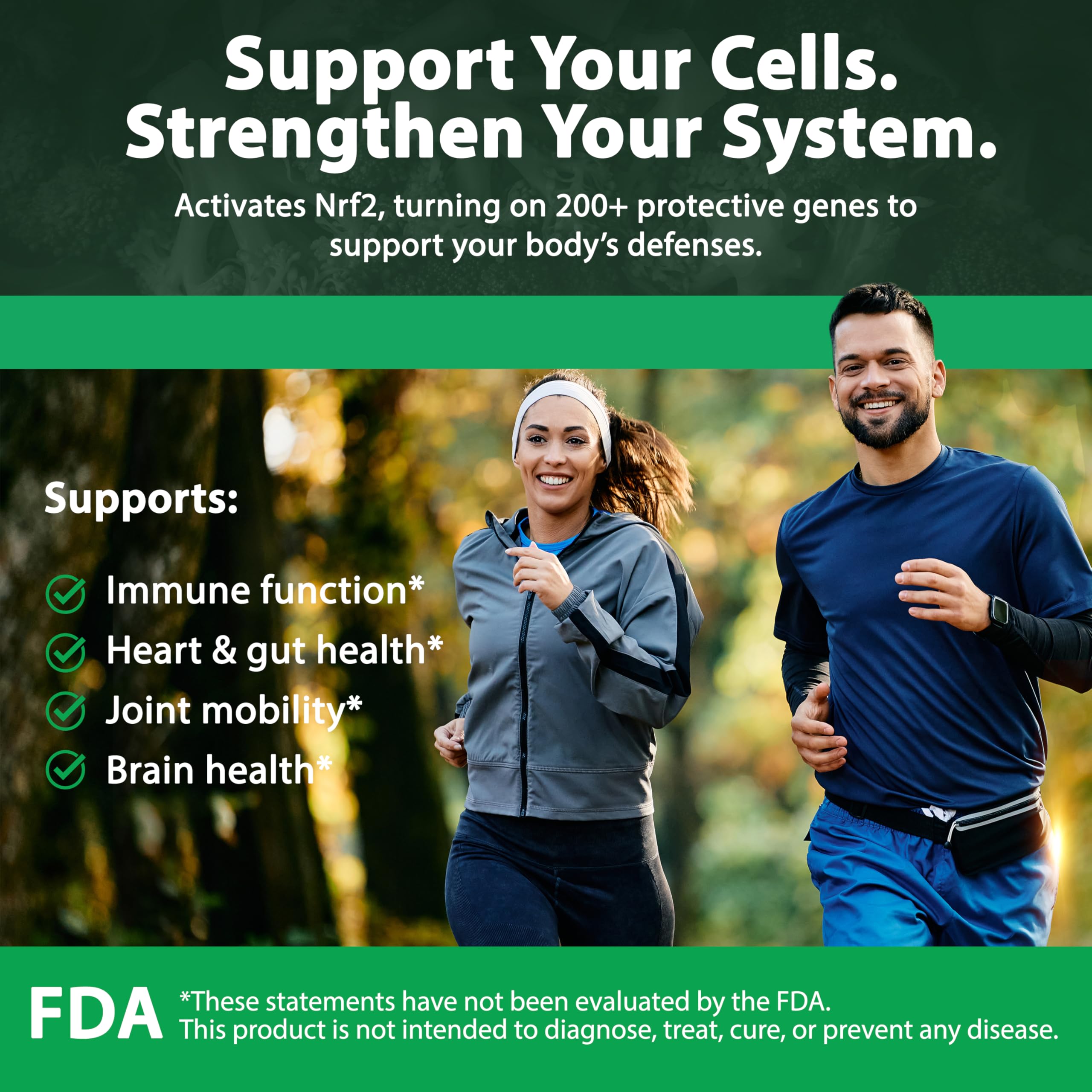 Close-up of PureLife SulforaMAX capsules suitable for daily immune support.