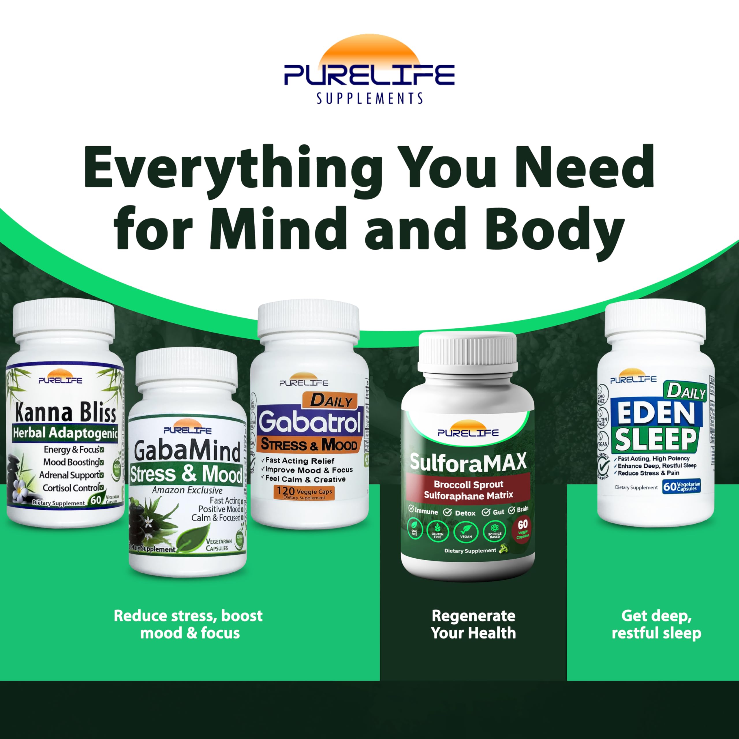 Hand holding PureLife SulforaMAX bottle for daily wellness routine.