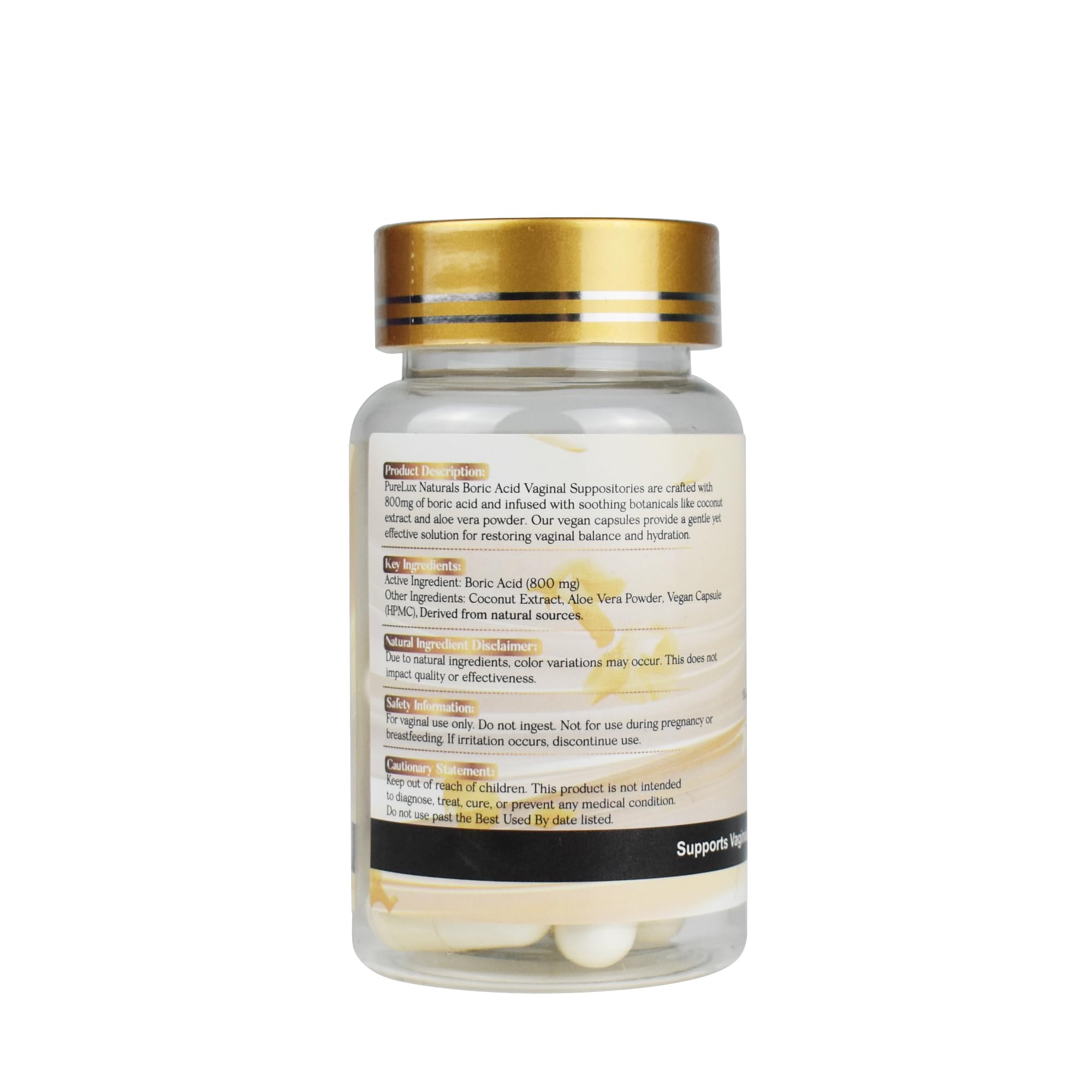 PureLux dosage cap close-up emphasizes easy administration.