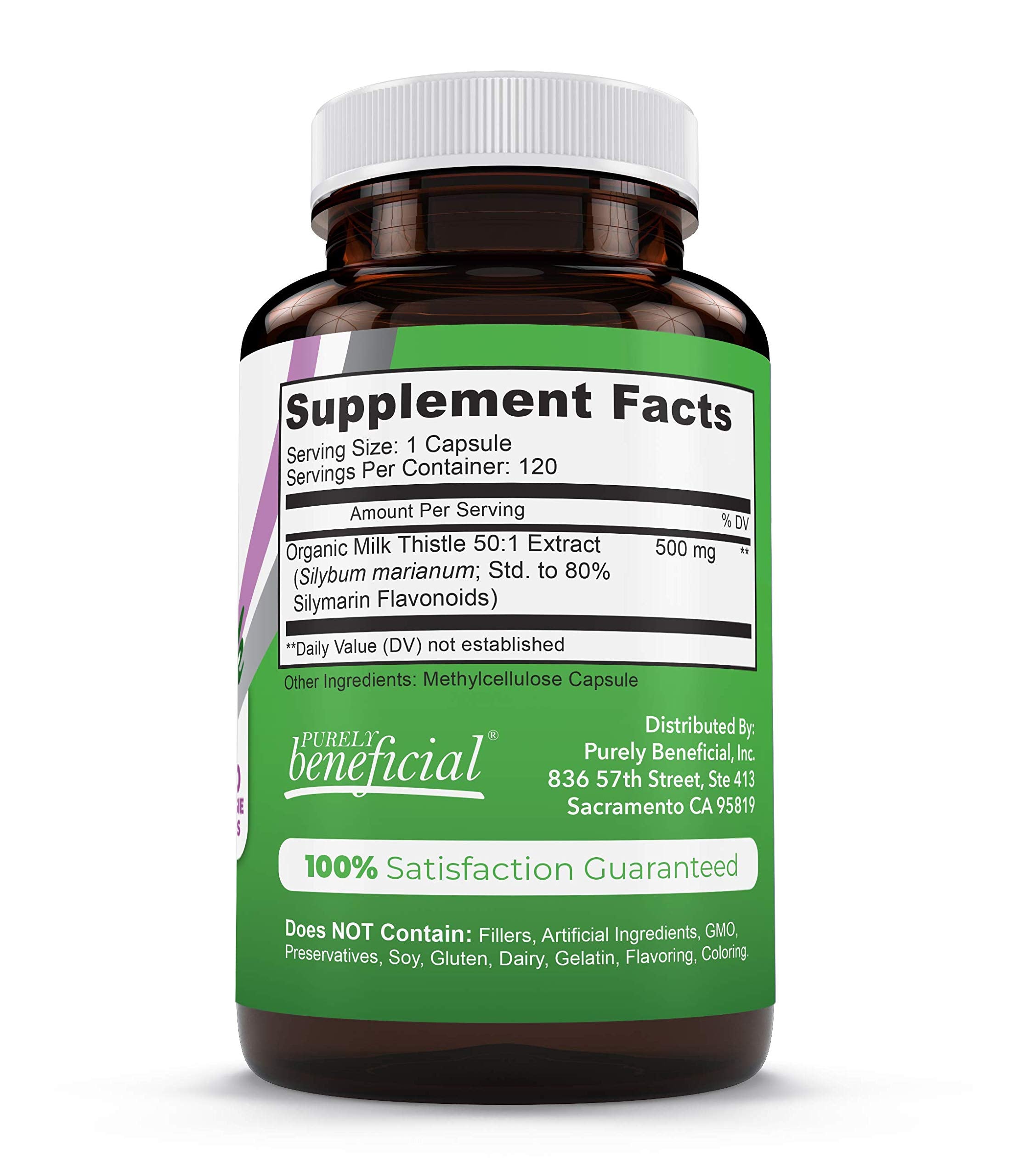 Pour-out shot of PURELY beneficial Milk Thistle Capsules for easy daily use.