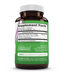 Pour-out shot of PURELY beneficial Milk Thistle Capsules for easy daily use.