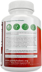 Purely Holistic Vitamin B Complex bottle highlight choline and inositol inclusion for cognitive support.