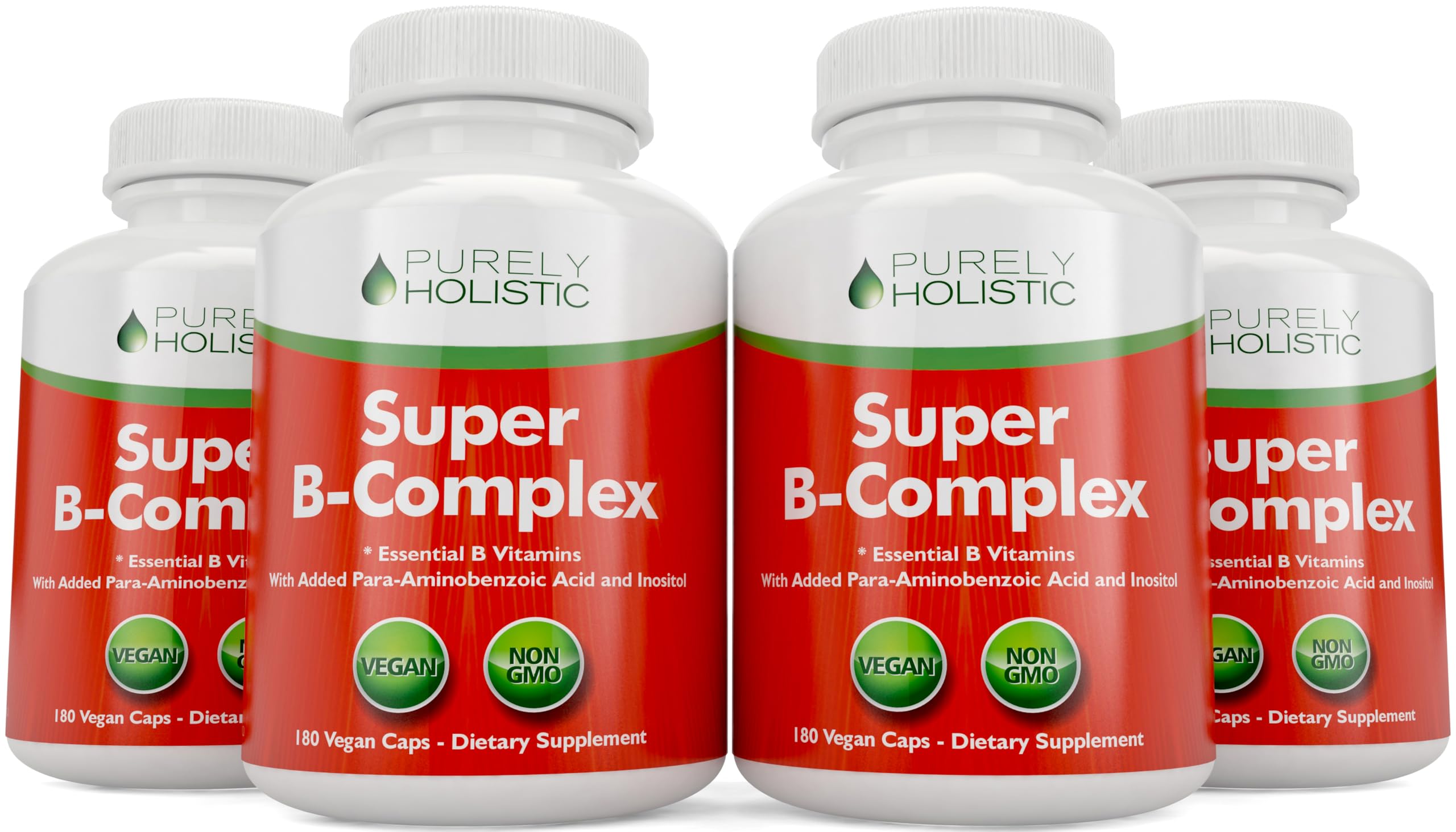 Purely Holistic Vitamin B Complex USA-made seal indicating quality and purity.