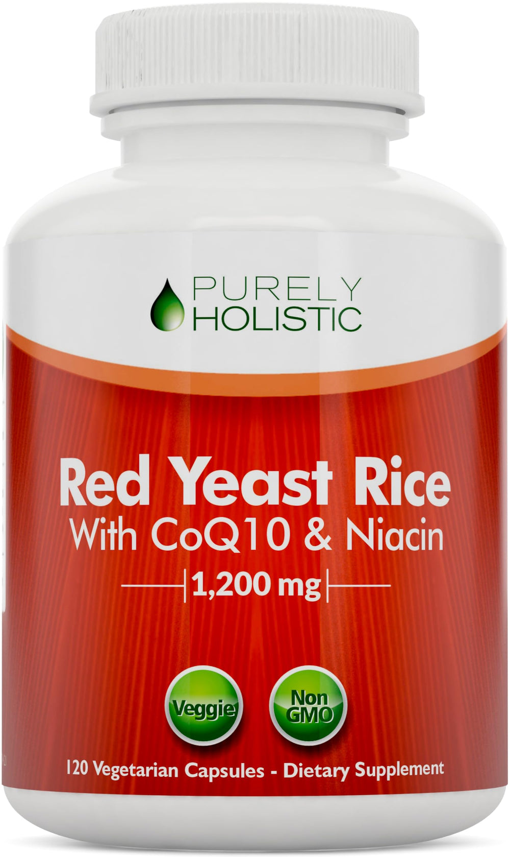 Purely Holistic Red Yeast Rice 1200mg bottle may support heart health.