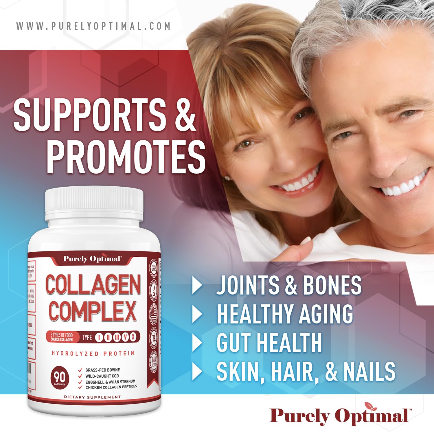 Purely Optimal capsules for hair, skin and nails with glossy finish.