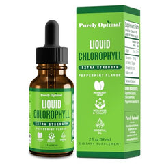 Pouring Purely Optimal chlorophyll drops to water for easy purification.