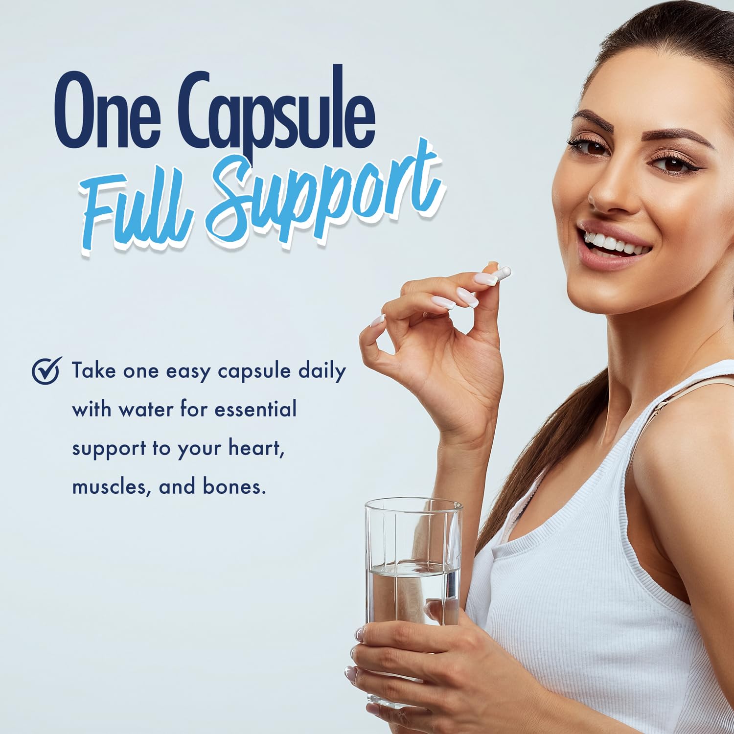 Purely Optimal Magnesium Citrate poured capsules showing simple daily dosing for convenience.