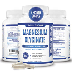Purely Optimal Magnesium Glycinate bottle emphasizing high absorption.