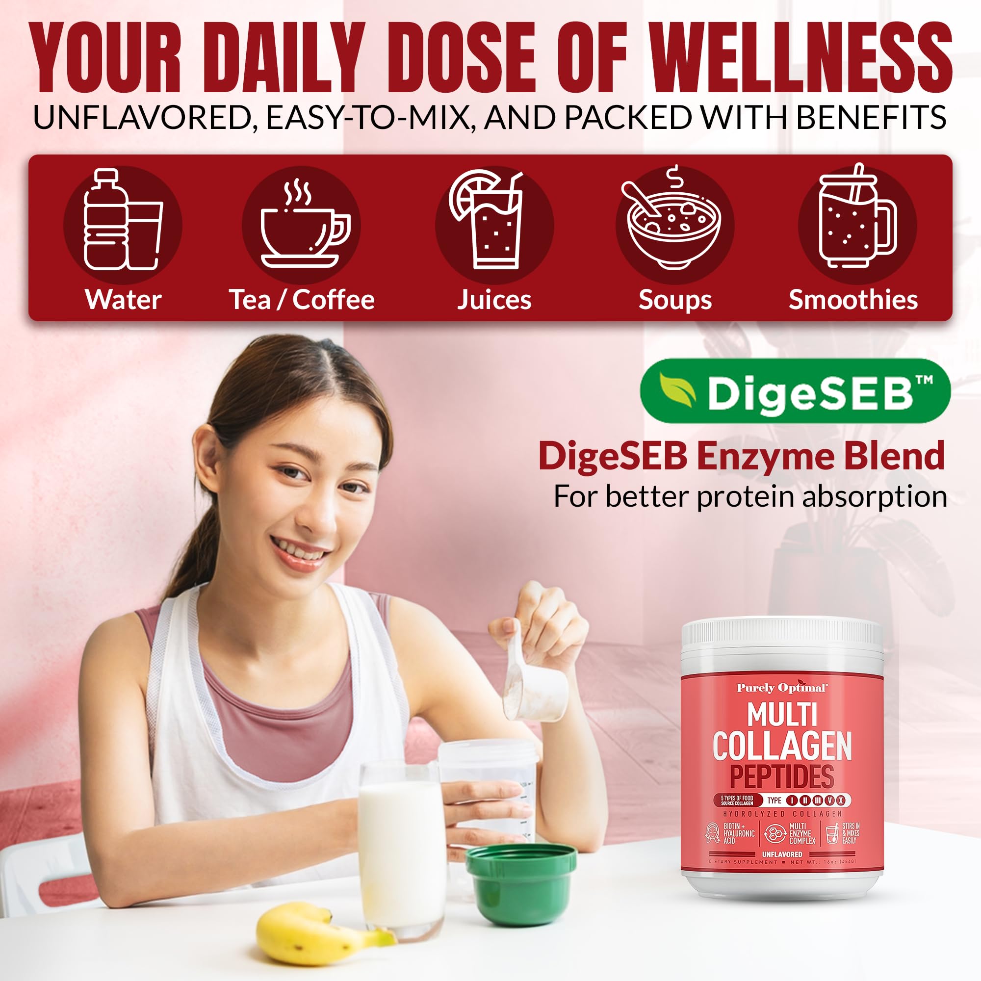 Purely Optimal Multi Collagen Powder is gluten-free, paleo, and keto-friendly