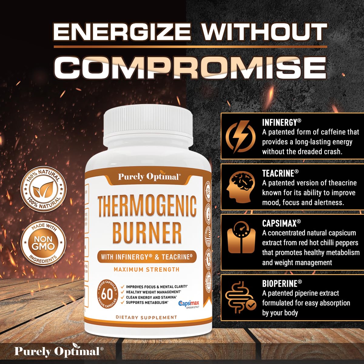 Purely Optimal Thermogenic green tea extract ingredient highlight for natural energy.